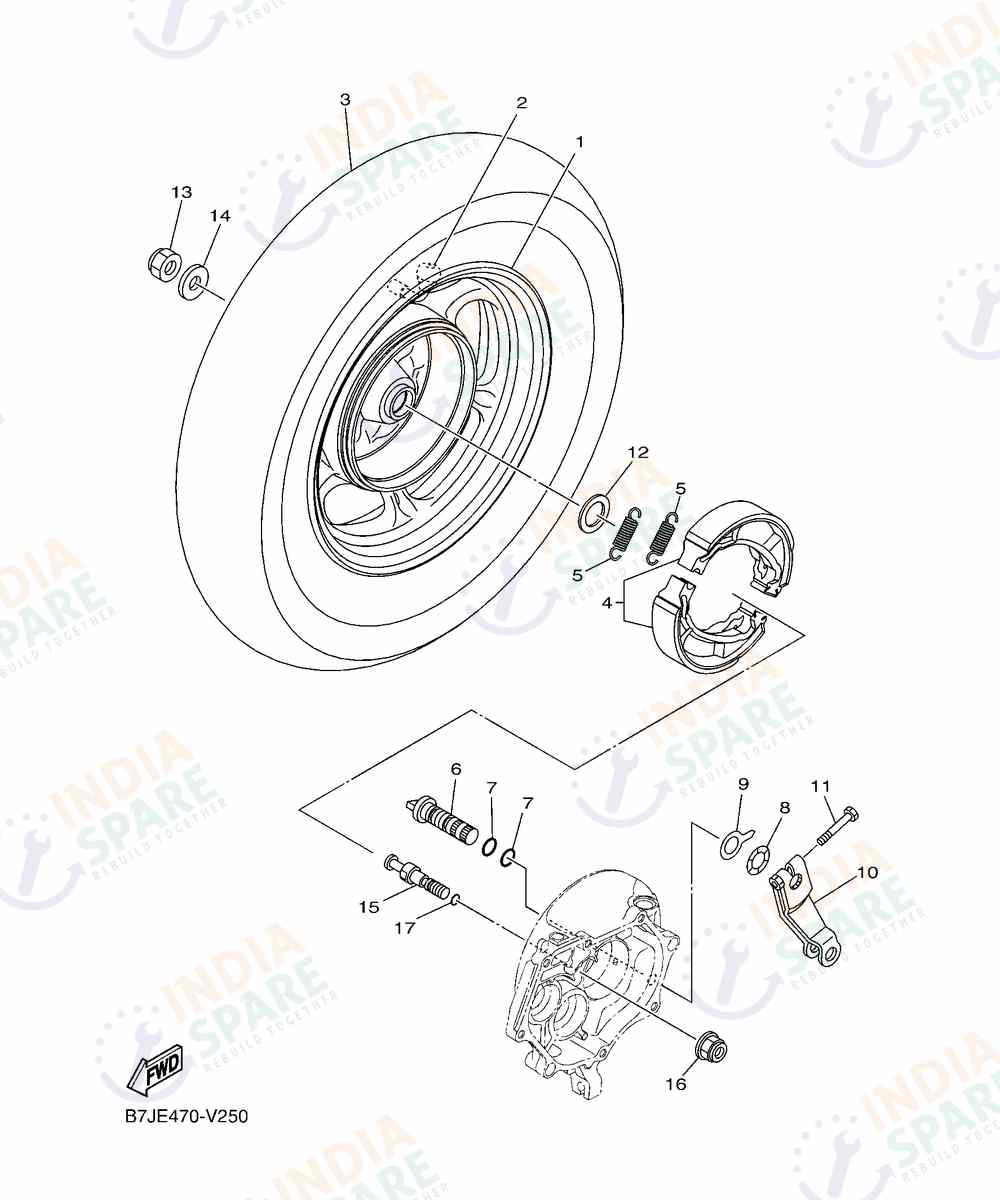 YAMAHA BKXP RAYZR 125CC DRUM Series REAR WHEEL 2